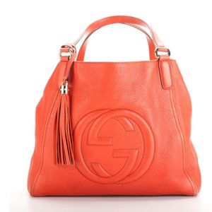 Authentic Gucci Soho Grained Leather Shoulder Bag